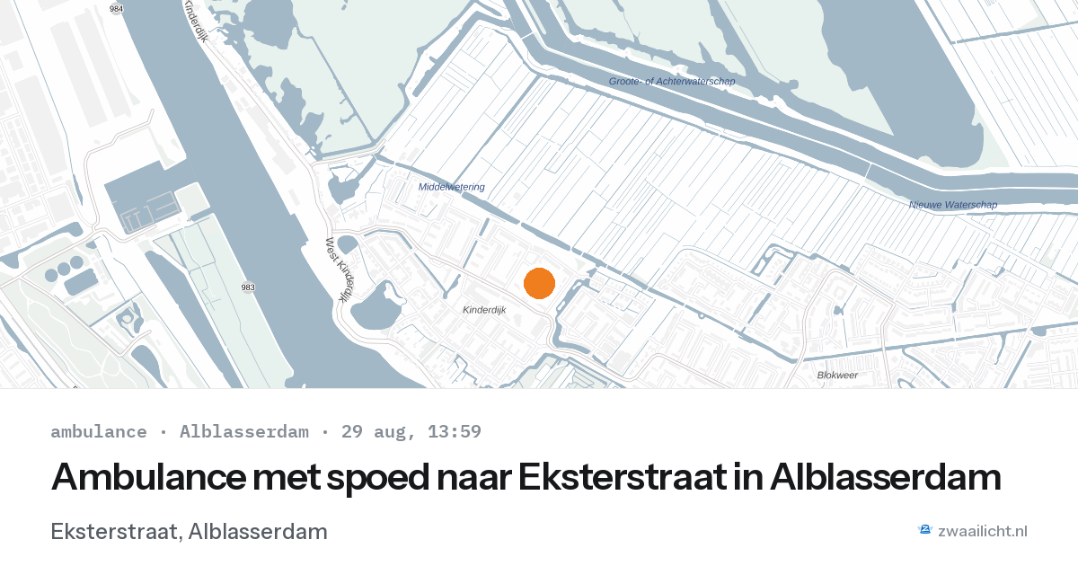 Ambulance met spoed naar Eksterstraat in Alblasserdam — 29 aug 2026
