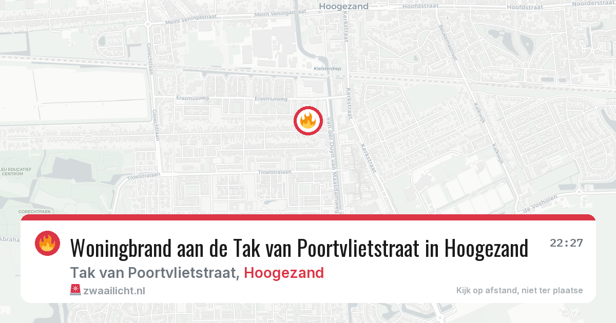 Woningbrand aan de Tak van Poortvlietstraat in Hoogezand — 22 mrt 2026