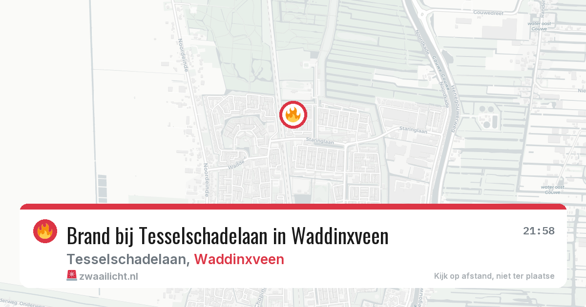Brand bij Tesselschadelaan in Waddinxveen — 21 mei 2026