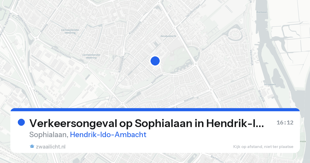 Verkeersongeval op Sophialaan in Hendrik-Ido-Ambacht — 16 aug 2026