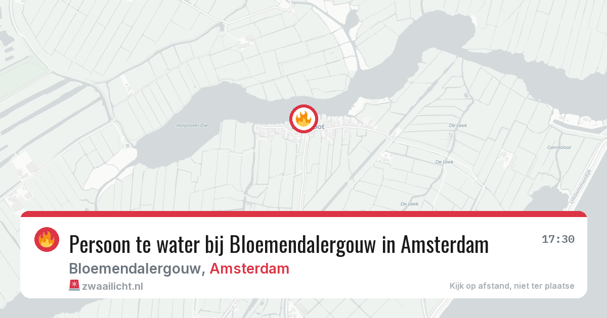 Persoon te water bij Bloemendalergouw in Amsterdam — 5 aug 2026