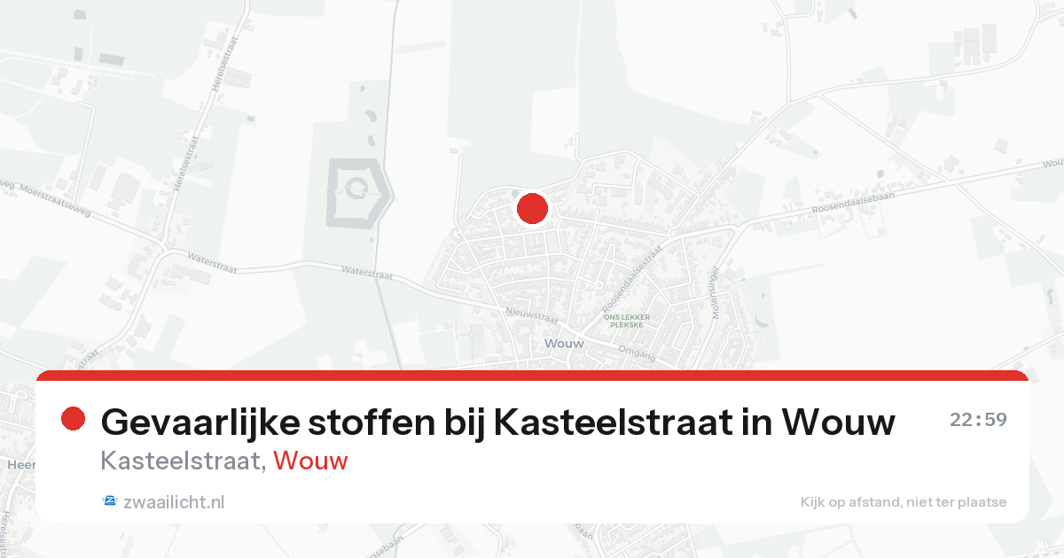 Gevaarlijke stoffen bij Kasteelstraat in Wouw — 17 aug 2026