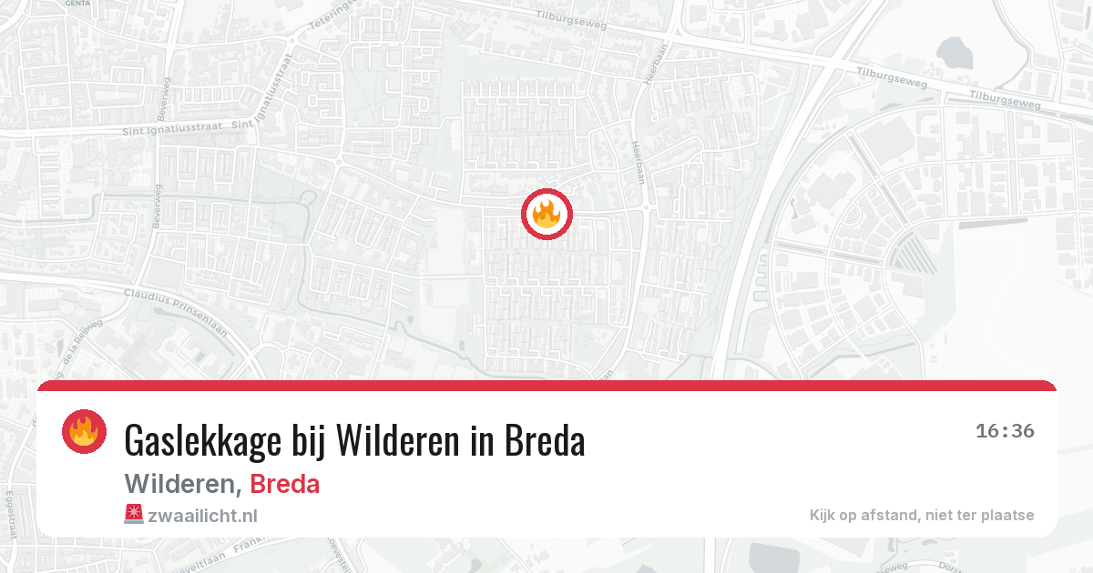 Gaslekkage bij Wilderen in Breda — 28 mrt 2026