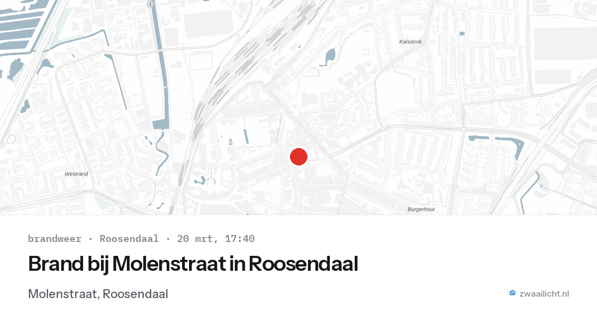 Brand bij Molenstraat in Roosendaal — 20 mrt 2026