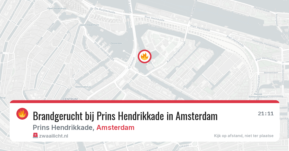 Brandgerucht bij Prins Hendrikkade in Amsterdam — 15 jul 2026