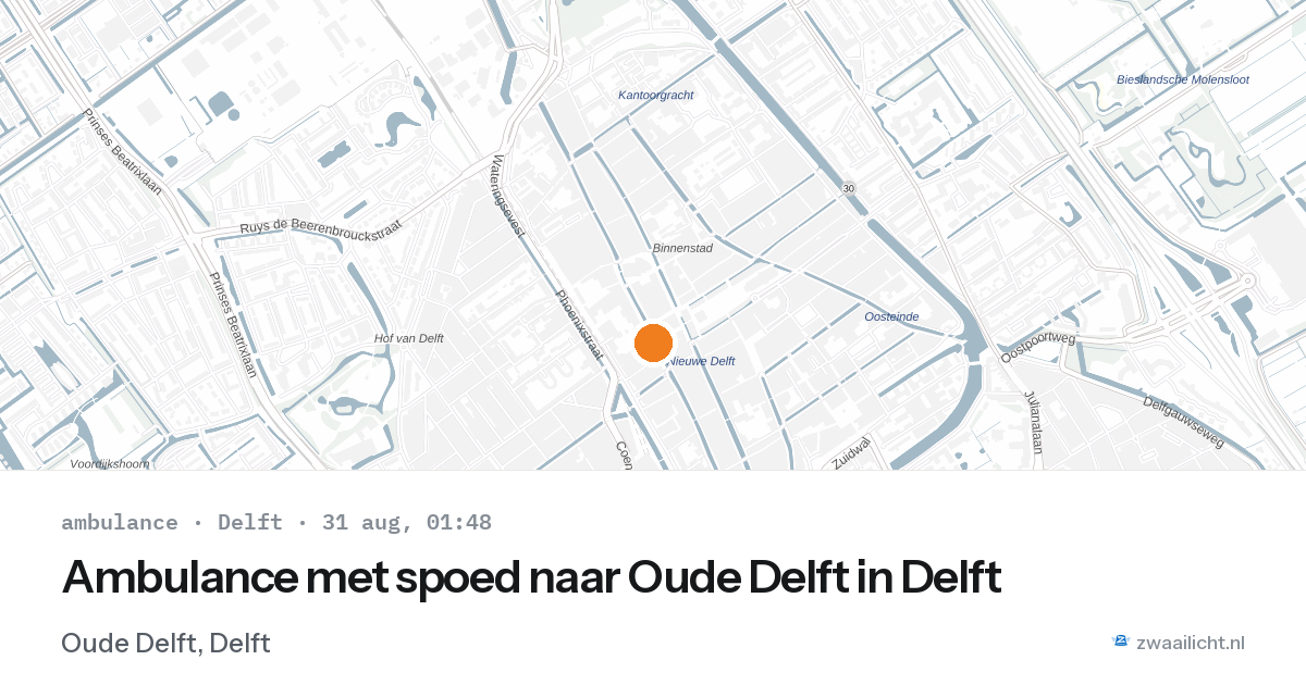 Ambulance met spoed naar Oude Delft in Delft — 30 aug 2026