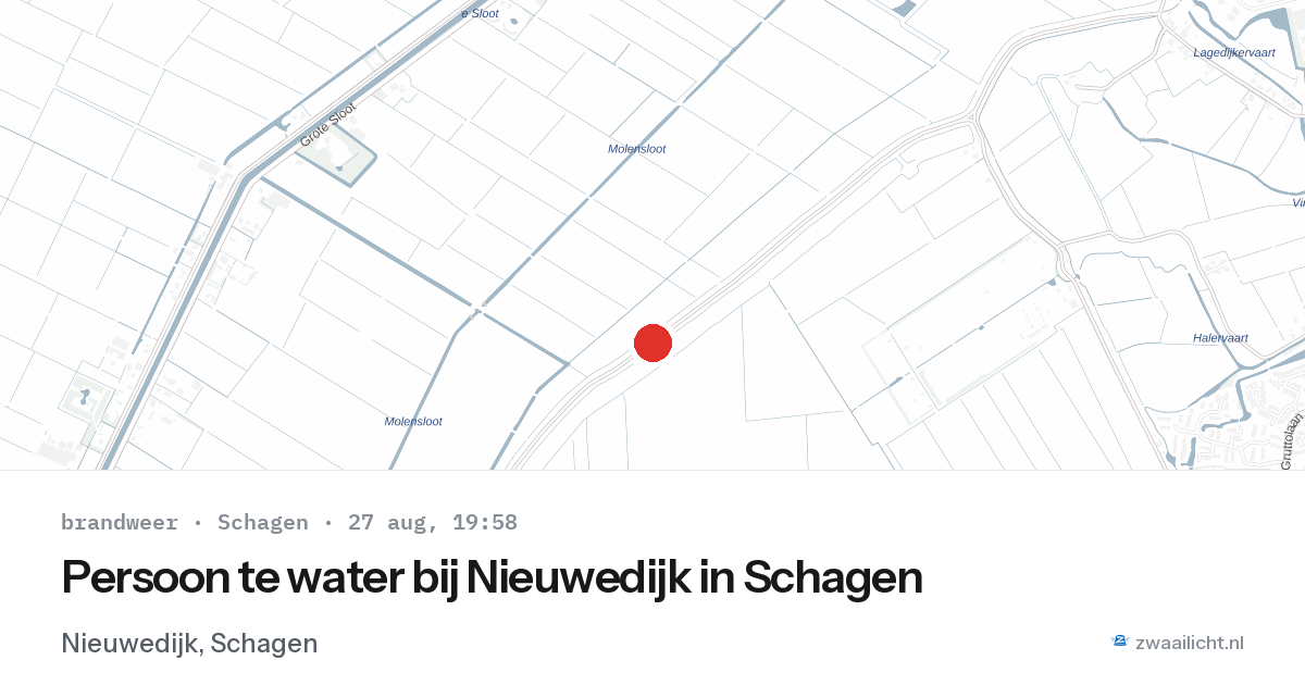 Persoon te water bij Nieuwedijk in Schagen — 27 aug 2026