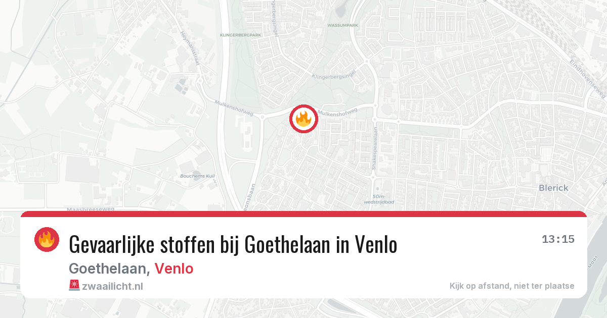 Gevaarlijke stoffen bij Goethelaan in Venlo — 26 mrt 2026