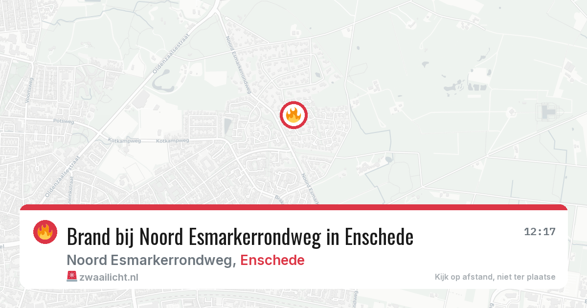 Brand bij Noord Esmarkerrondweg in Enschede — 14 jun 2026
