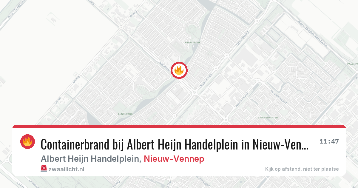 Containerbrand bij Albert Heijn Handelplein in Nieuw-Vennep — 14 aug 2026