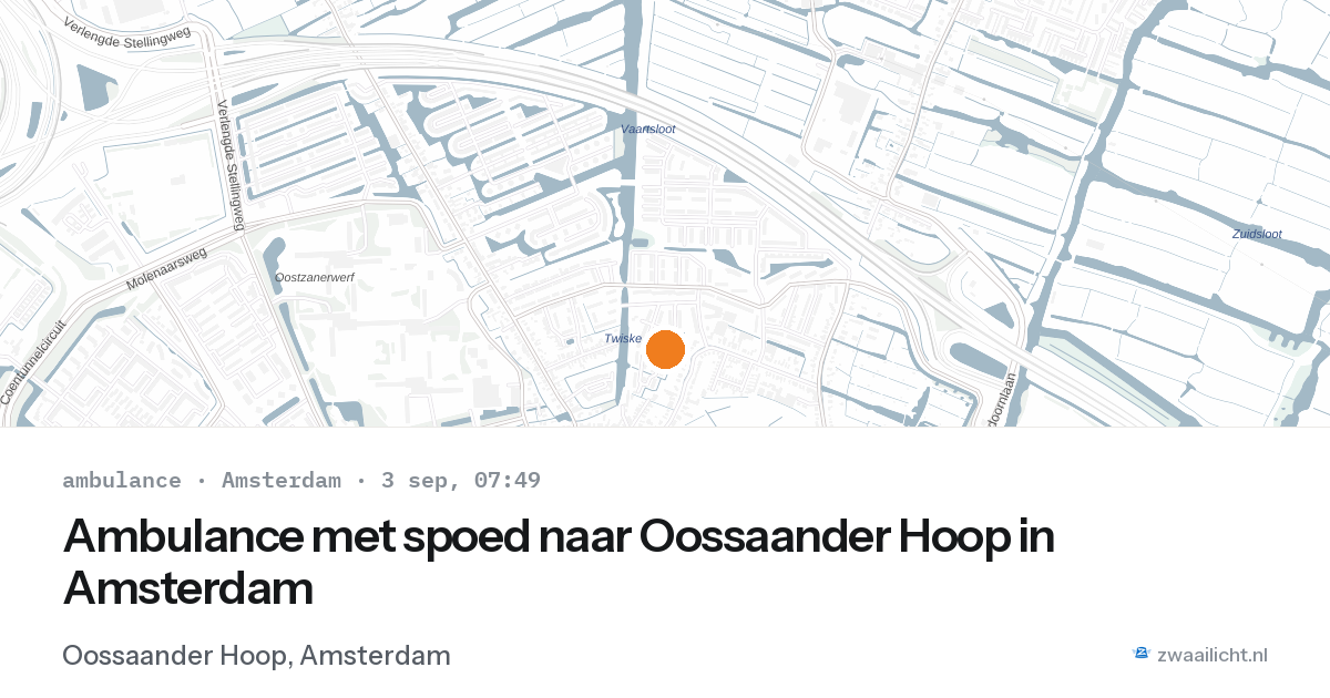 Ambulance met spoed naar Oossaander Hoop in Amsterdam — 3 sep 2026