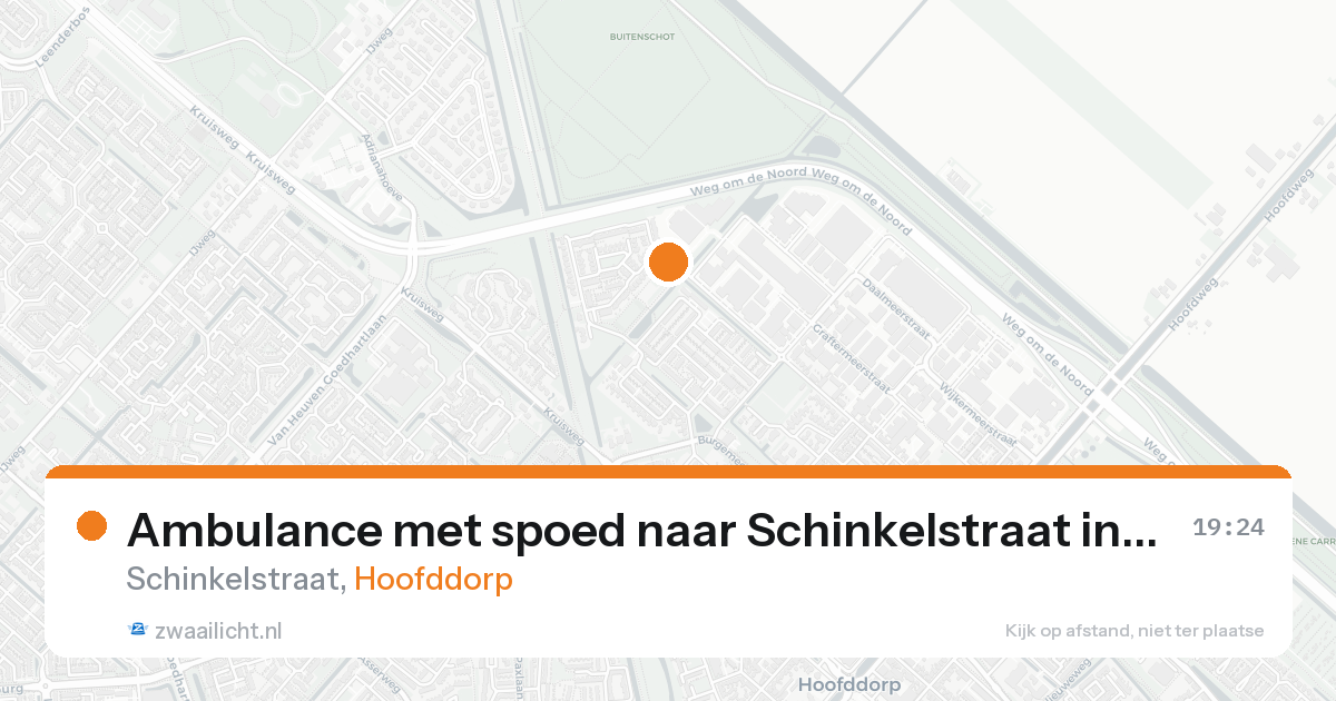 Ambulance met spoed naar Schinkelstraat in Hoofddorp — 23 aug 2026