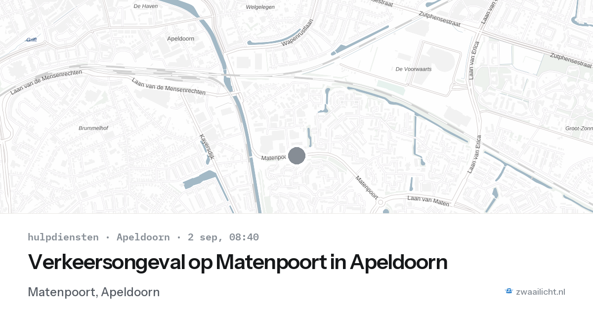 Verkeersongeval op Matenpoort in Apeldoorn — 2 sep 2026