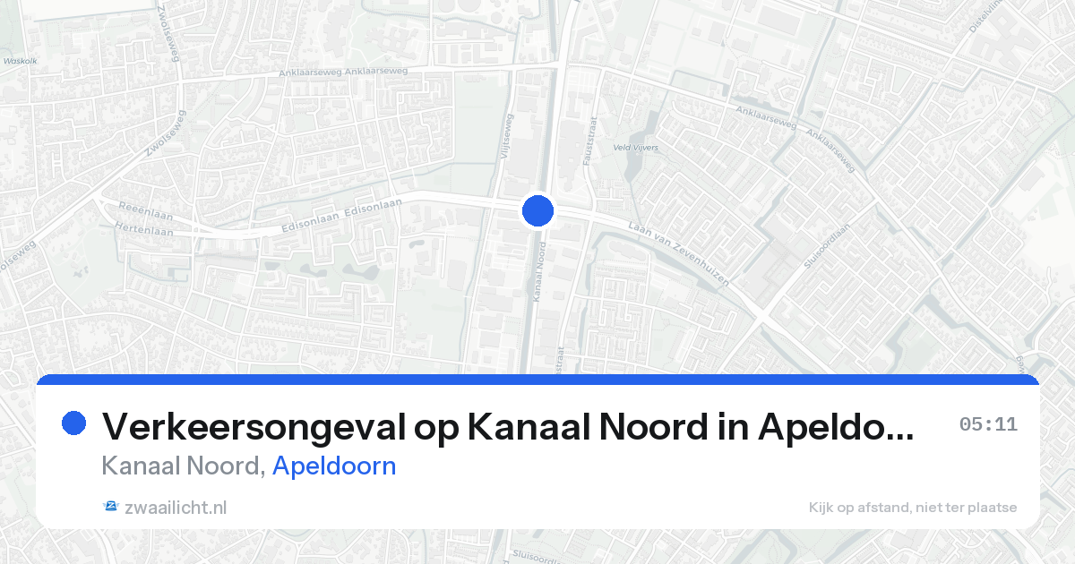Verkeersongeval op Kanaal Noord in Apeldoorn — 16 aug 2026