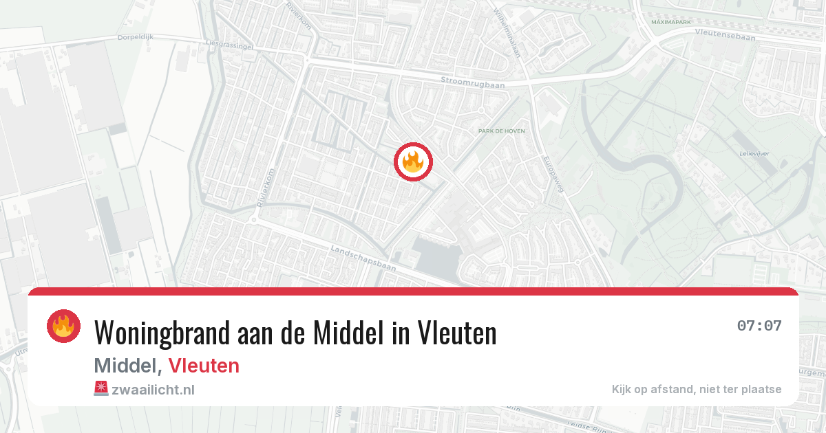 Woningbrand aan de Middel in Vleuten — 13 jun 2026