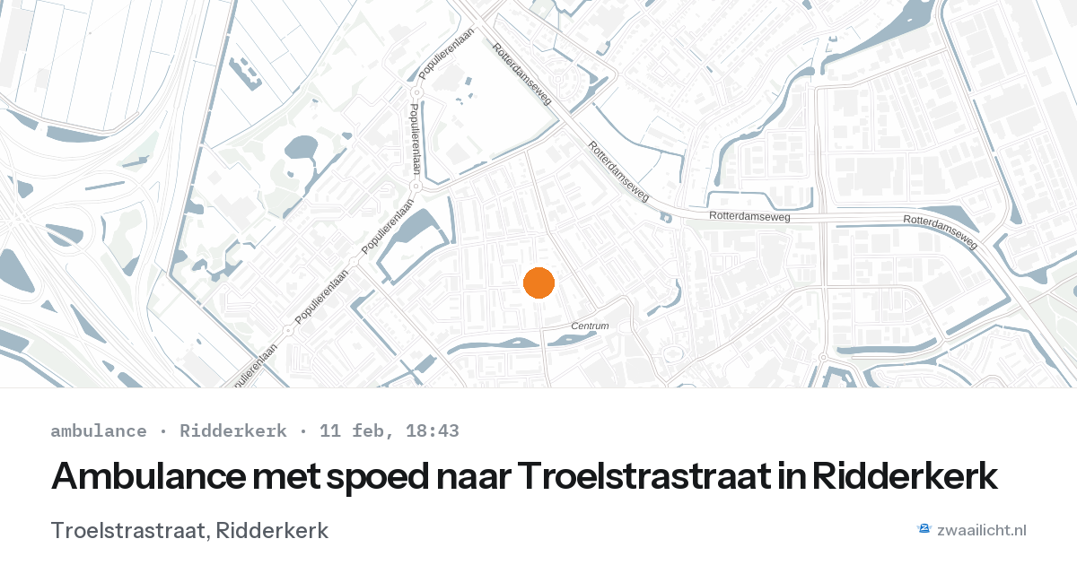 Ambulance met spoed naar Troelstrastraat in Ridderkerk — 11 feb 2026