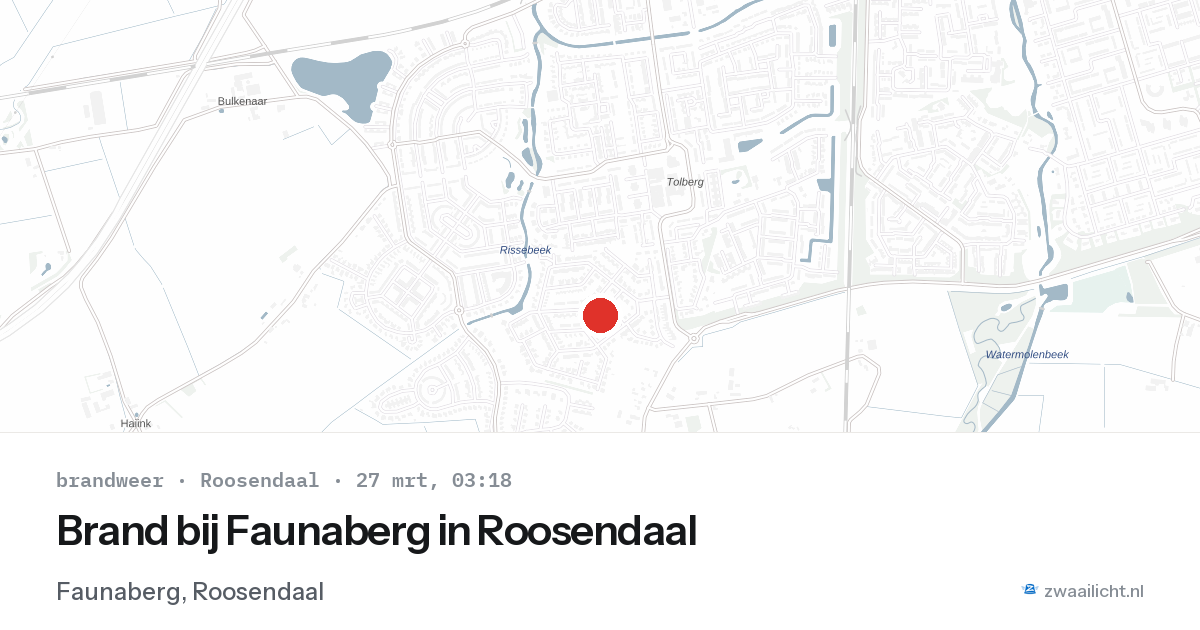 Brand bij Faunaberg in Roosendaal — 27 mrt 2026