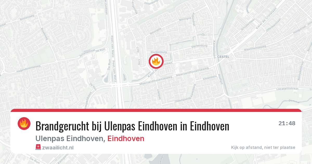 Brandgerucht bij Ulenpas Eindhoven in Eindhoven — 7 aug 2026