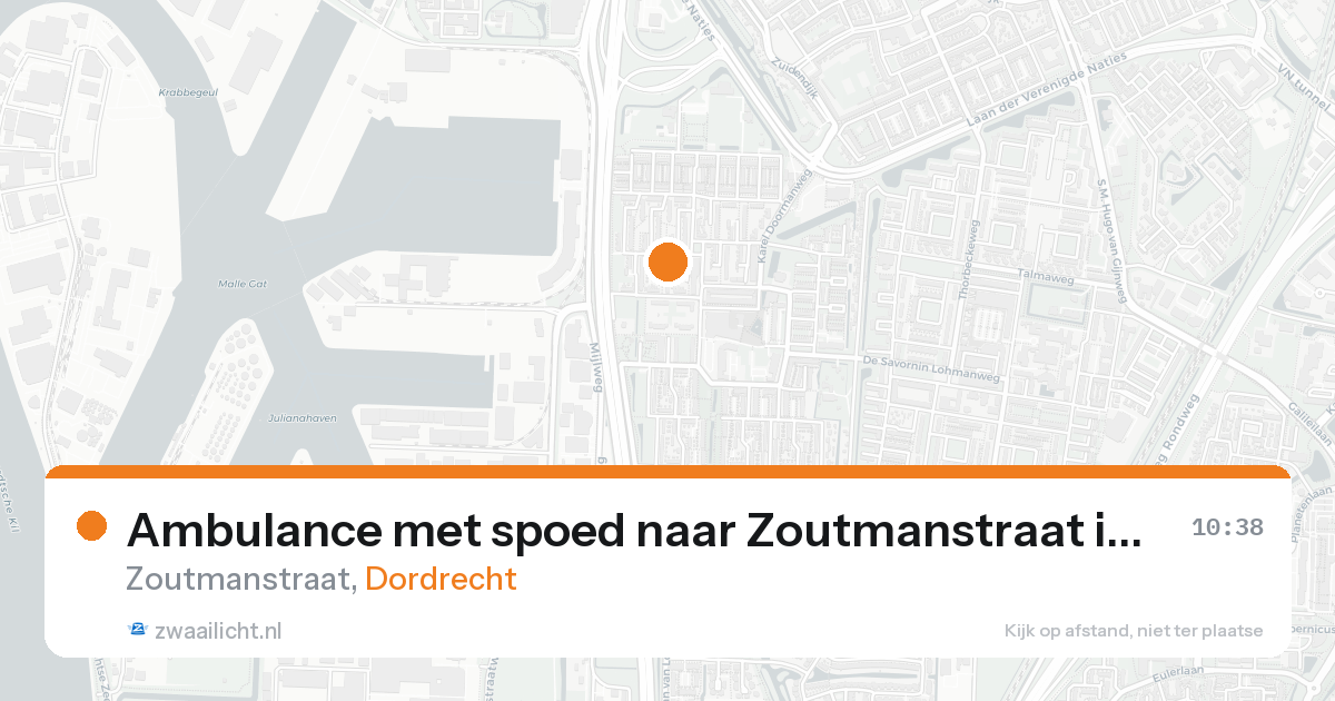 Ambulance met spoed naar Zoutmanstraat in Dordrecht — 15 aug 2026