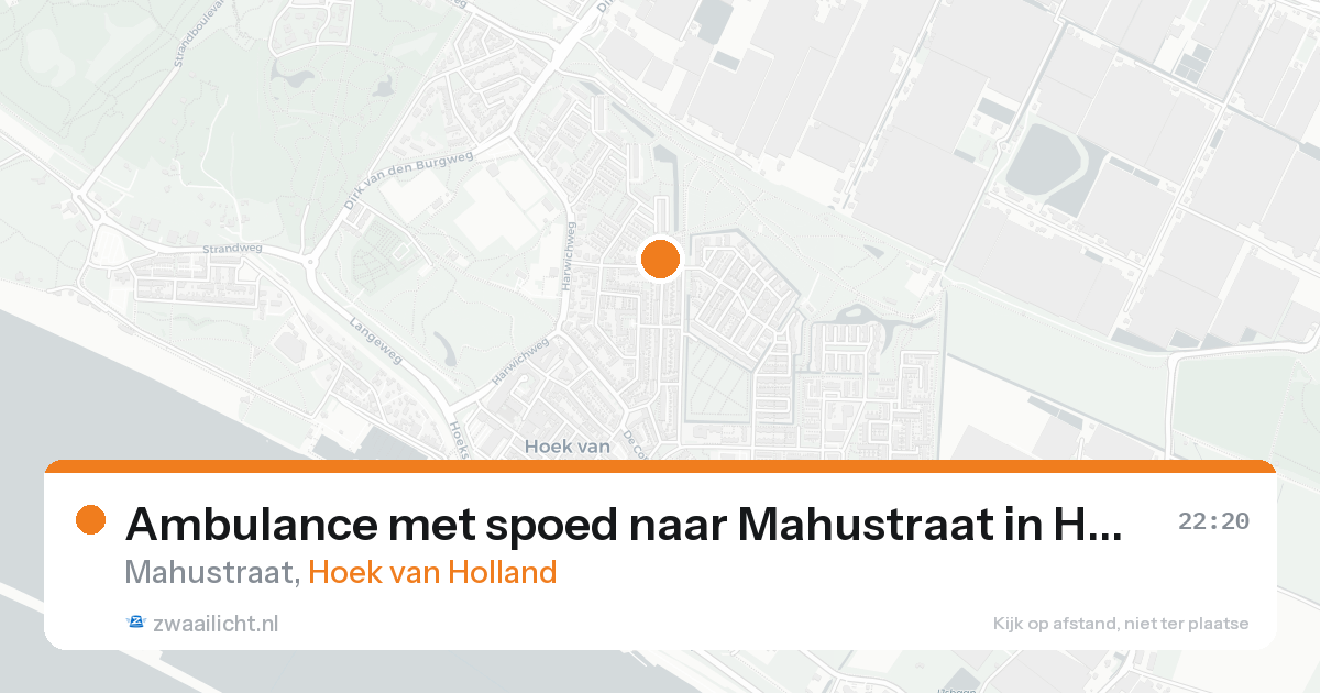 Ambulance met spoed naar Mahustraat in Hoek van Holland — 17 aug 2026