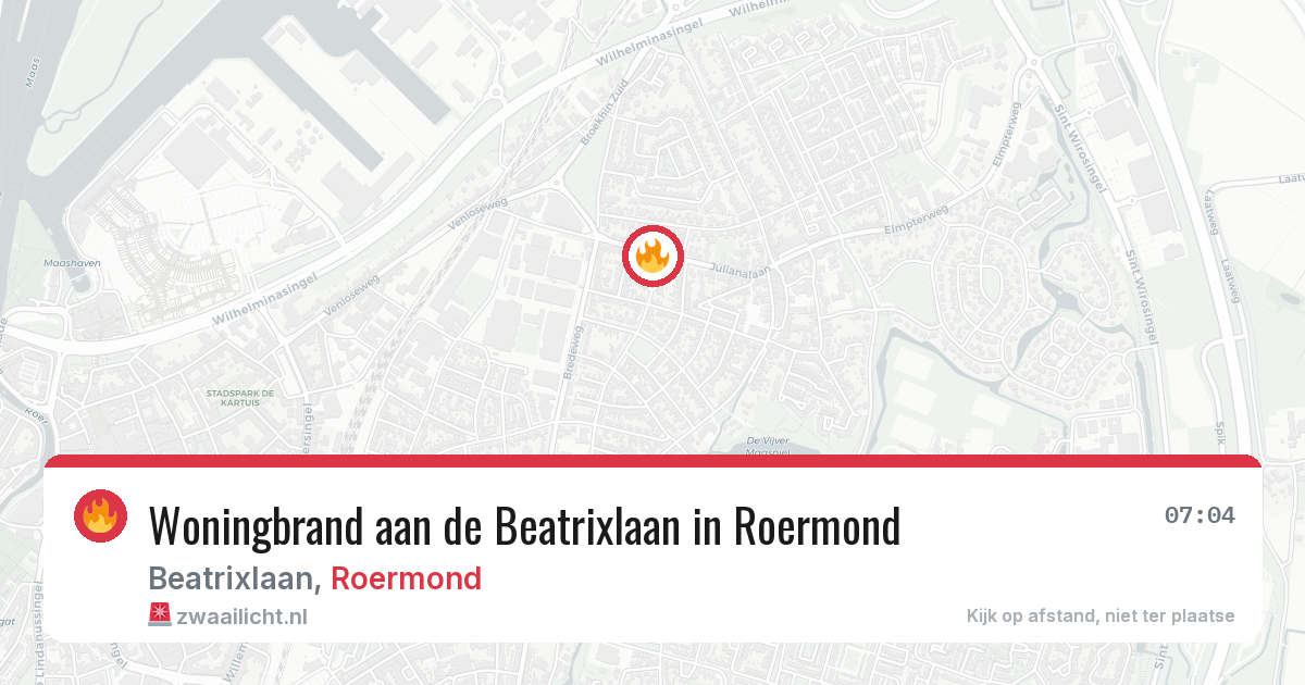 Woningbrand aan de Beatrixlaan in Roermond — 20 jan 2026