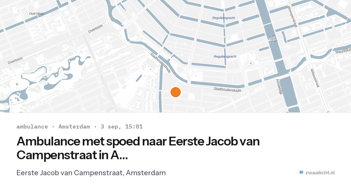 Ambulance met spoed naar Eerste Jacob van Campenstraat in Amsterdam — 3 sep 2026