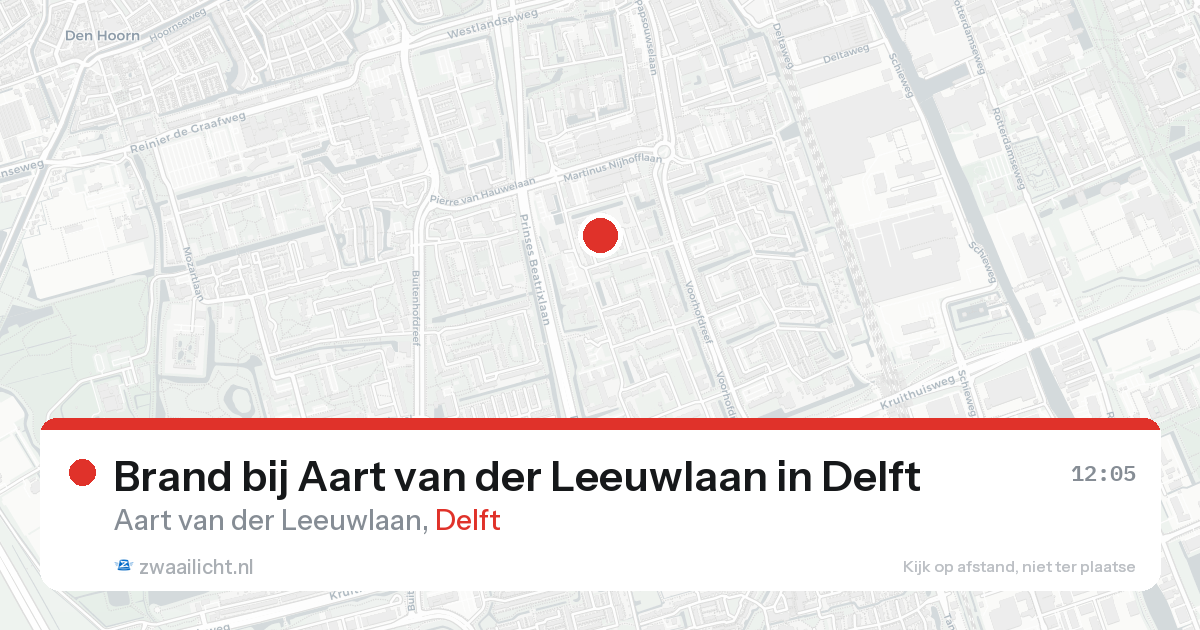 Brand bij Aart van der Leeuwlaan in Delft — 19 aug 2026
