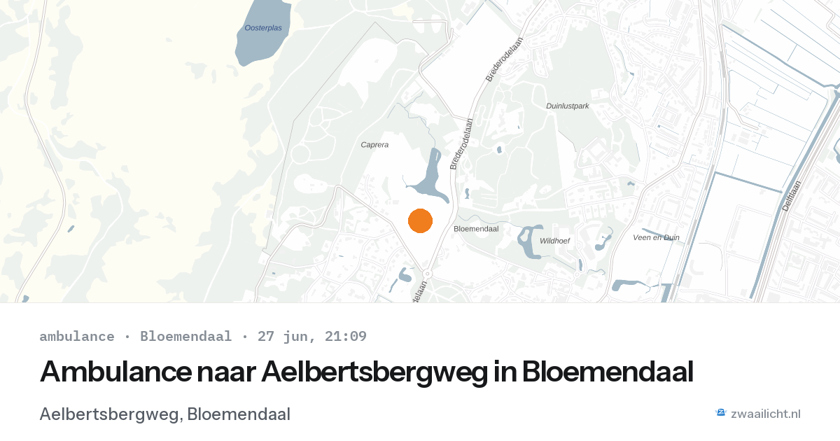 Ambulance naar Aelbertsbergweg in Bloemendaal — 27 jun 2026
