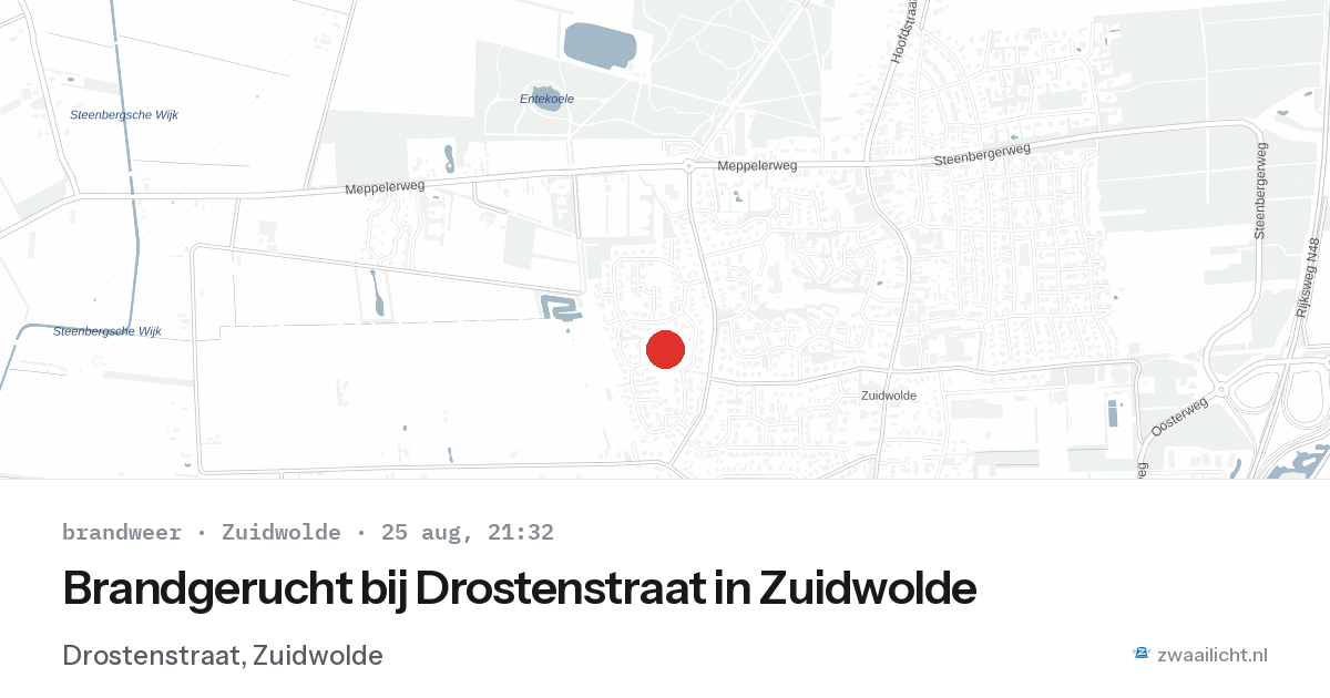 Brandgerucht bij Drostenstraat in Zuidwolde — 25 aug 2026