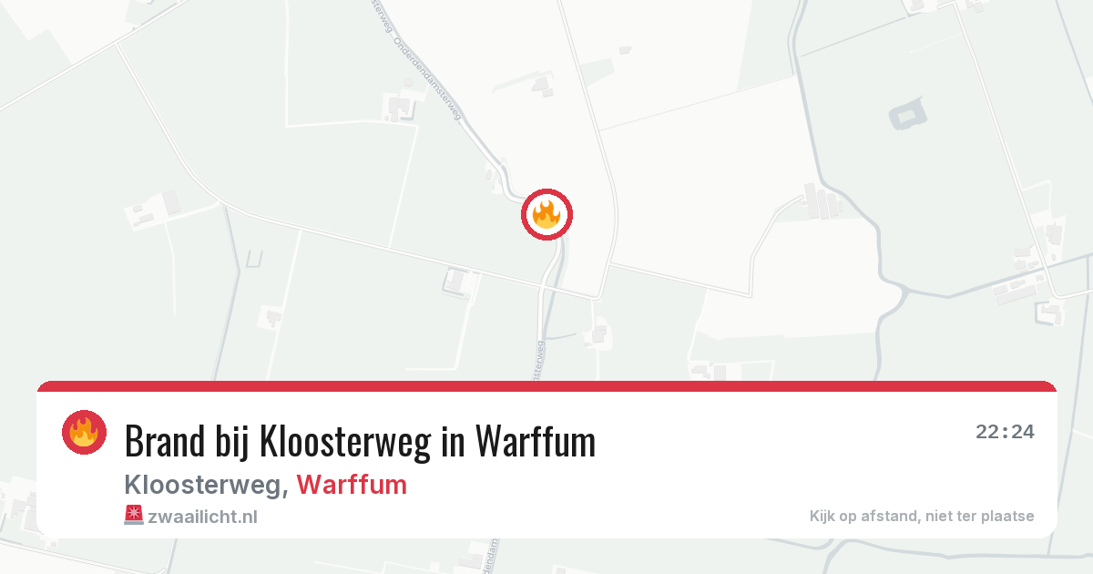 Brand bij Kloosterweg in Warffum — 7 jul 2026