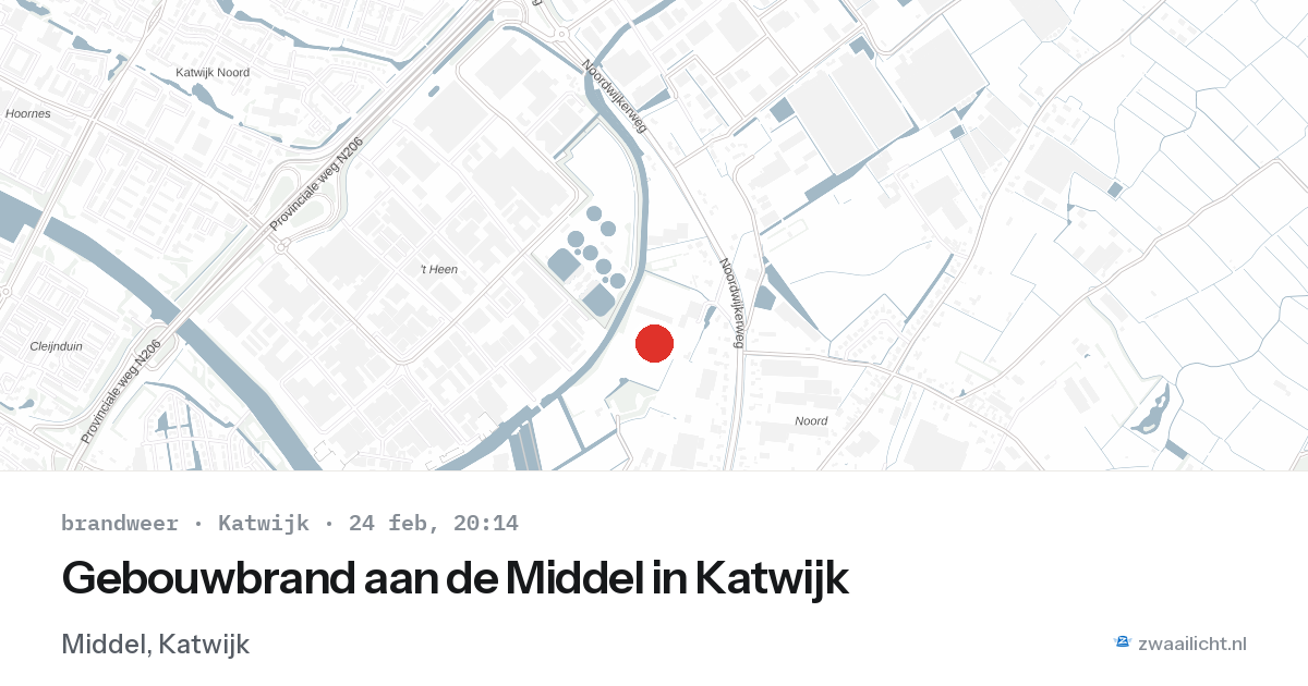 Gebouwbrand aan de Middel in Katwijk — 24 feb 2026
