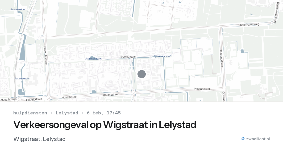 Verkeersongeval op Wigstraat in Lelystad — 6 feb 2026