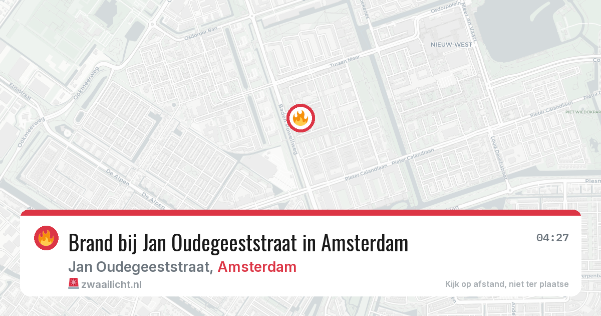 Brand bij Jan Oudegeeststraat in Amsterdam — 3 aug 2026