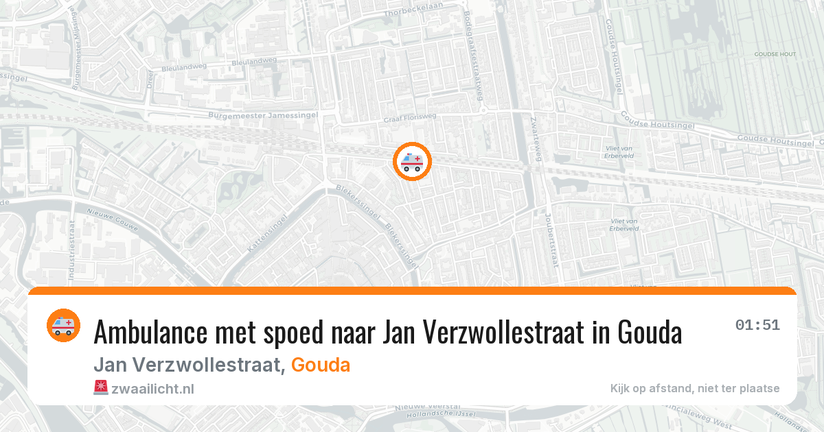 Ambulance met spoed naar Jan Verzwollestraat in Gouda — 14 jun 2026