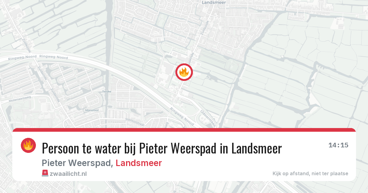 Persoon te water bij Pieter Weerspad in Landsmeer — 15 jul 2026
