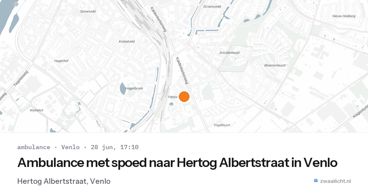 Ambulance met spoed naar Hertog Albertstraat in Venlo — 28 jun 2026