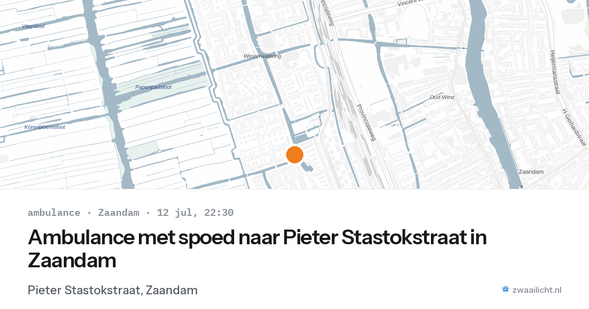 Ambulance met spoed naar Pieter Stastokstraat in Zaandam — 12 jul 2026