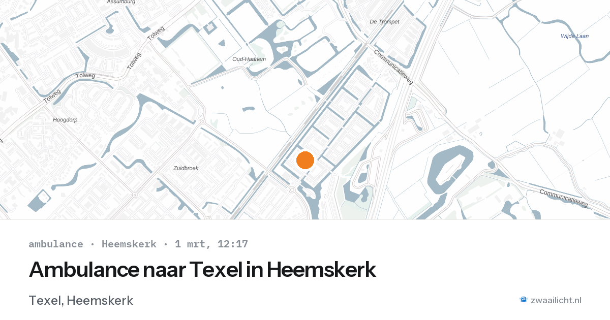 Ambulance naar Texel in Heemskerk — 1 mrt 2026