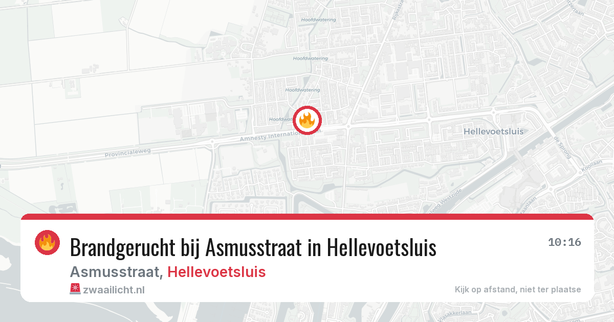 Brandgerucht bij Asmusstraat in Hellevoetsluis — 10 jun 2026
