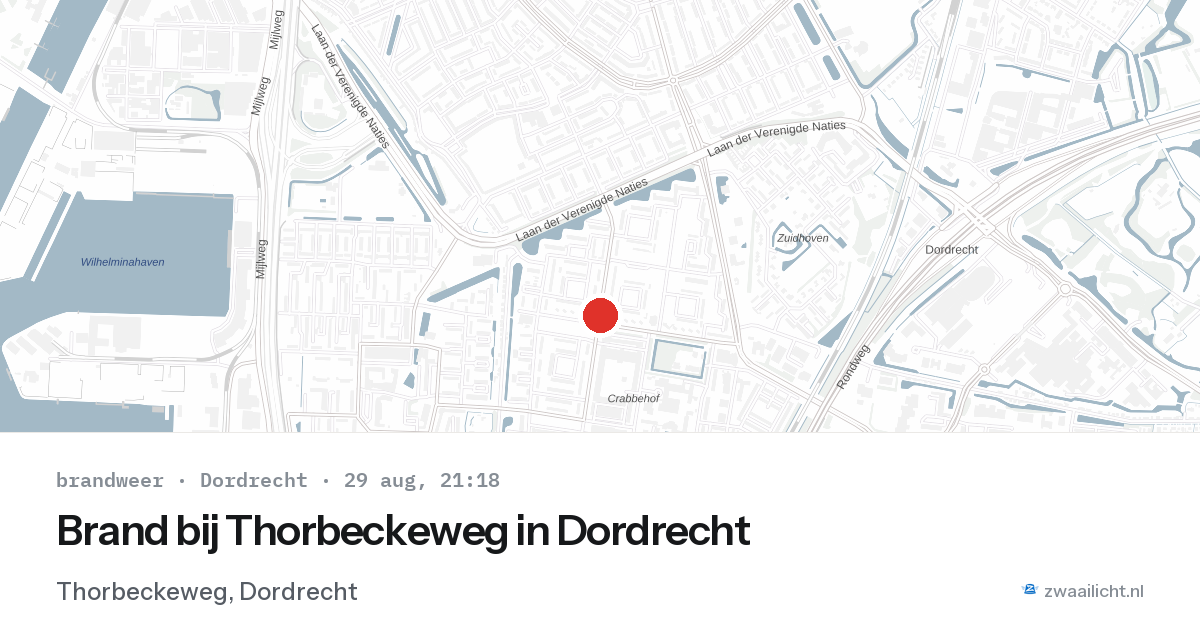 Brand bij Thorbeckeweg in Dordrecht — 29 aug 2026