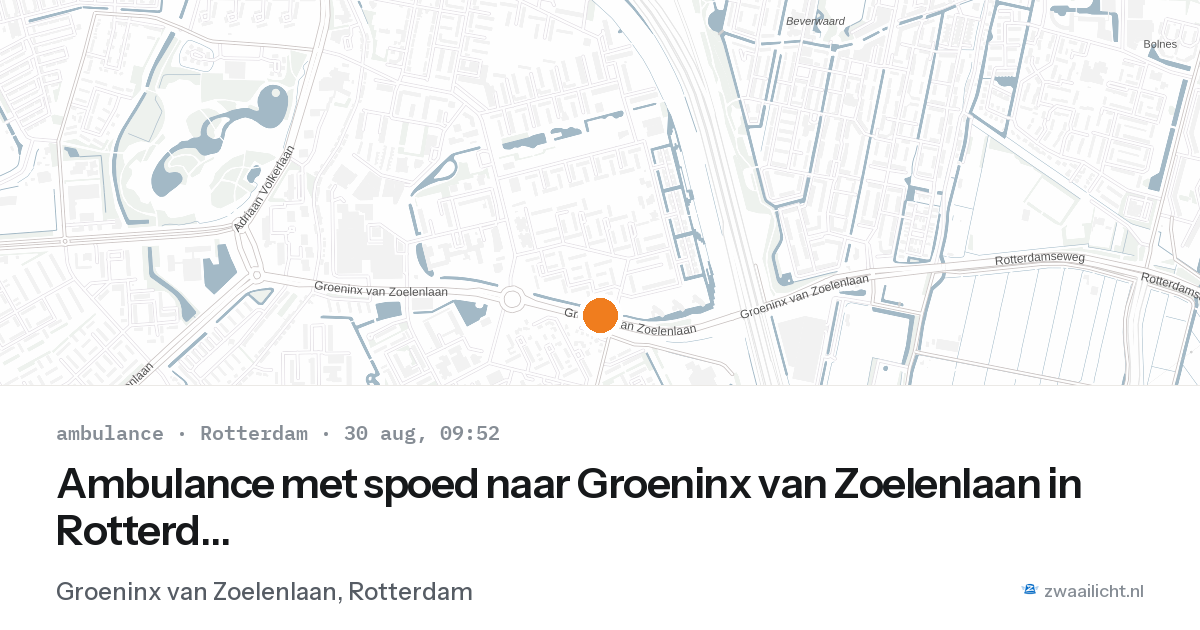 Ambulance met spoed naar Groeninx van Zoelenlaan in Rotterdam — 30 aug 2026