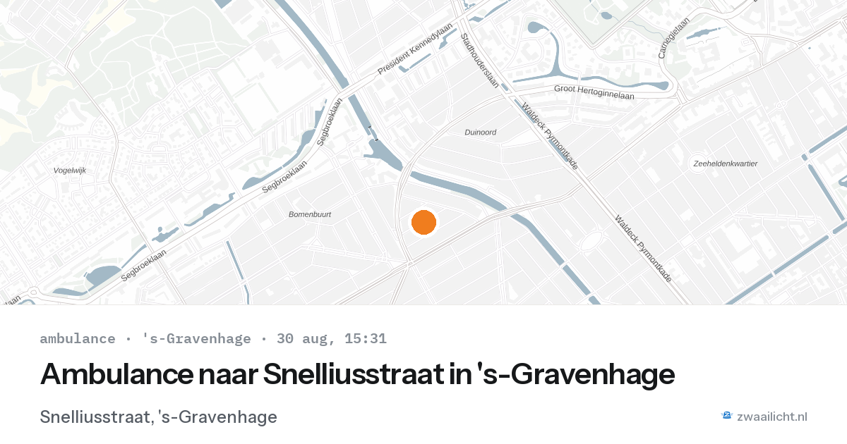 Ambulance naar Snelliusstraat in 's-Gravenhage — 30 aug 2026