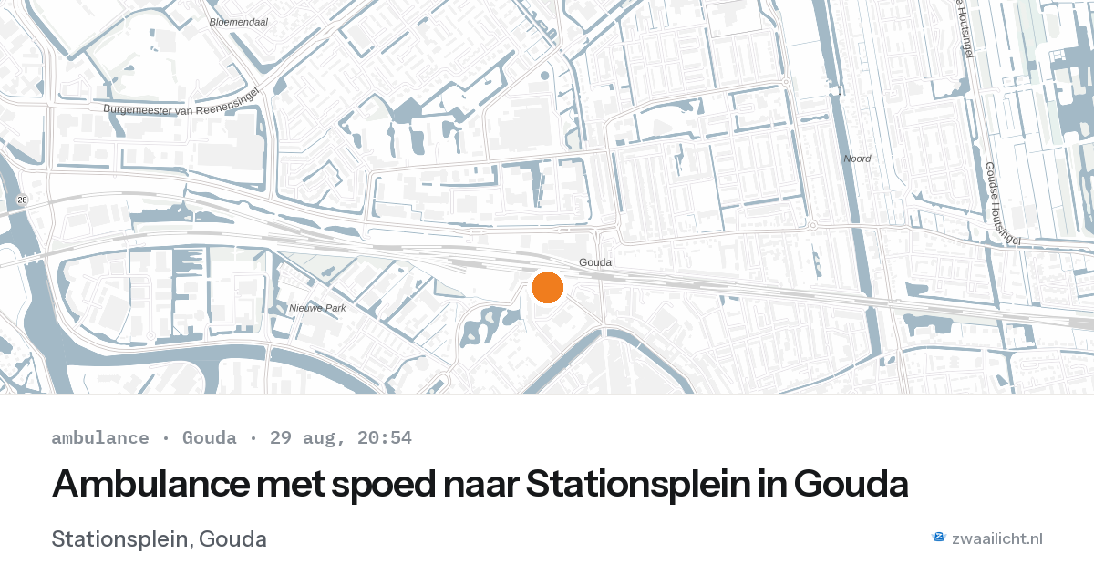 Ambulance met spoed naar Stationsplein in Gouda — 29 aug 2026