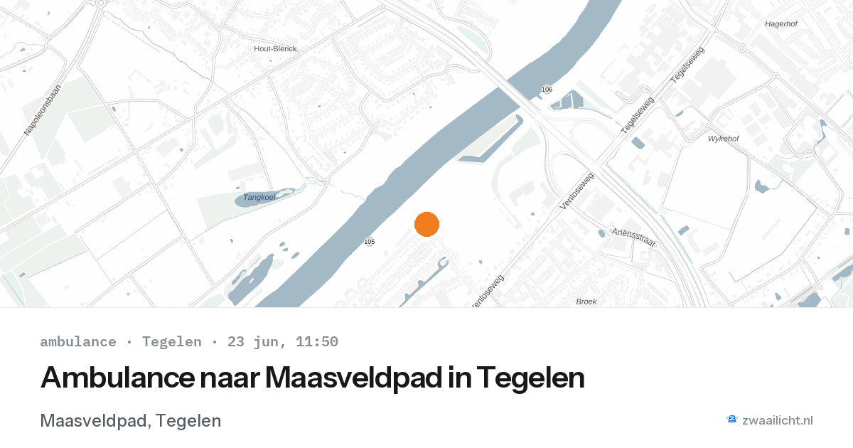 Ambulance naar Maasveldpad in Tegelen — 23 jun 2026