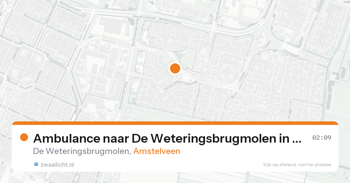 Ambulance naar De Weteringsbrugmolen in Amstelveen — 20 aug 2026