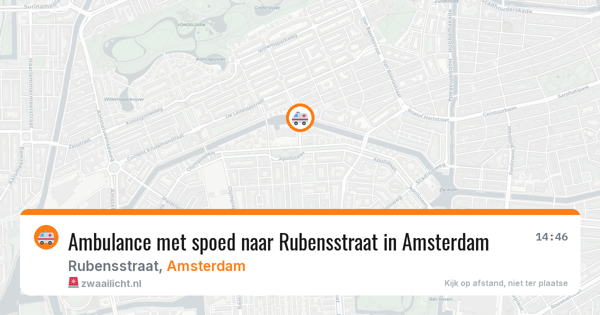 Ambulance met spoed naar Rubensstraat in Amsterdam — 1 jun 2026