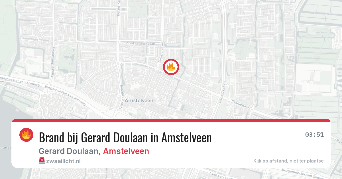 Brand bij Gerard Doulaan in Amstelveen — 28 jun 2026