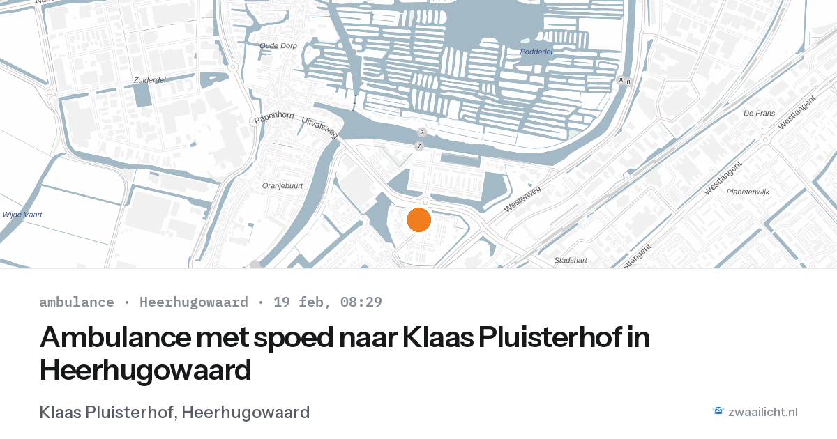 Ambulance met spoed naar Klaas Pluisterhof in Heerhugowaard — 19 feb 2026