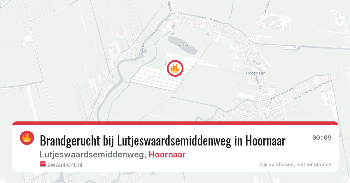 Brandgerucht bij Lutjeswaardsemiddenweg in Hoornaar — 17 jul 2026