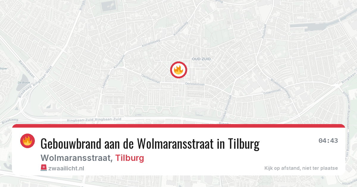 Gebouwbrand aan de Wolmaransstraat in Tilburg — 6 jul 2026